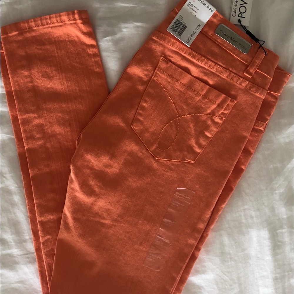 Calvin Klein Orange Power Stretch Skinny Jean…